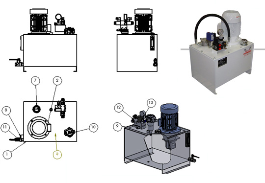 centrale hydraulique avec verins pour fonctionnement trappes 